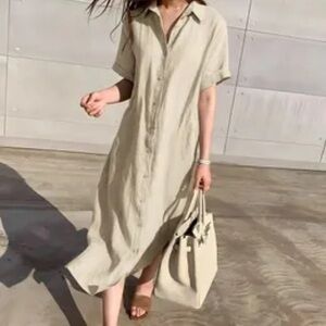 Moussy Light Beige Midi Dress